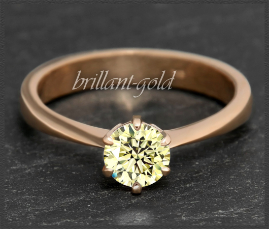 Brillant Ring 585 Gold; 0,72ct, zart gelb & Si1